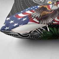 United States and American Samoa Pillow Cover USA Flag Eagle With Seal Tropical Flowers LT14 - Polynesian Pride