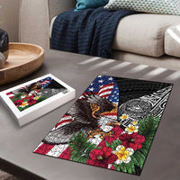 United States and American Samoa Puzzle USA Flag Eagle With Seal Tropical Flowers LT14 - Polynesian Pride