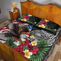 United States and American Samoa Quilt Bed Set USA Flag Eagle With Seal Tropical Flowers LT14 - Polynesian Pride