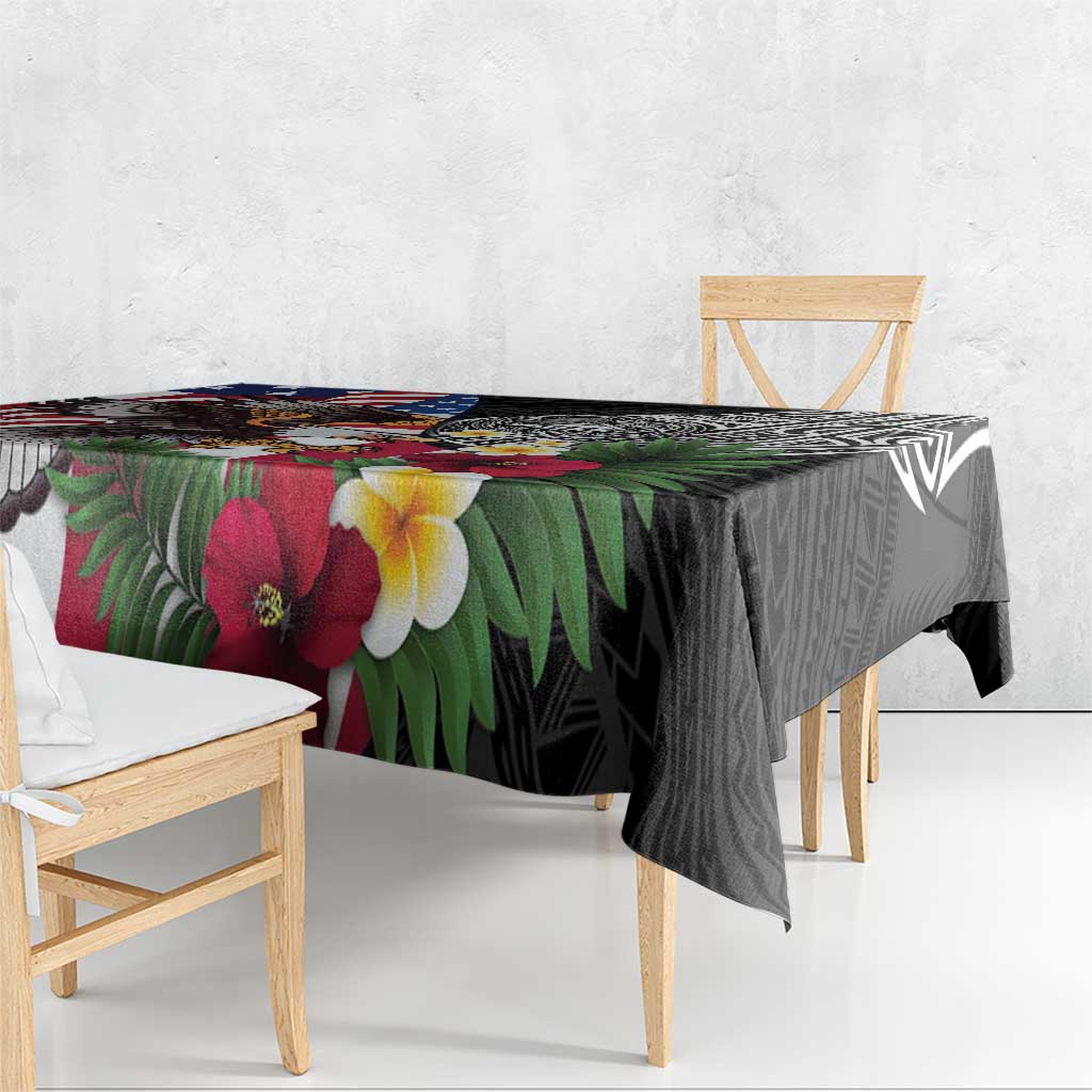 United States and American Samoa Tablecloth USA Flag Eagle With Seal Tropical Flowers LT14 - Polynesian Pride