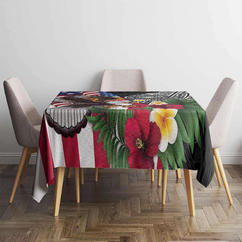 United States and American Samoa Tablecloth USA Flag Eagle With Seal Tropical Flowers LT14 - Polynesian Pride