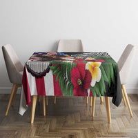 United States and American Samoa Tablecloth USA Flag Eagle With Seal Tropical Flowers LT14 - Polynesian Pride