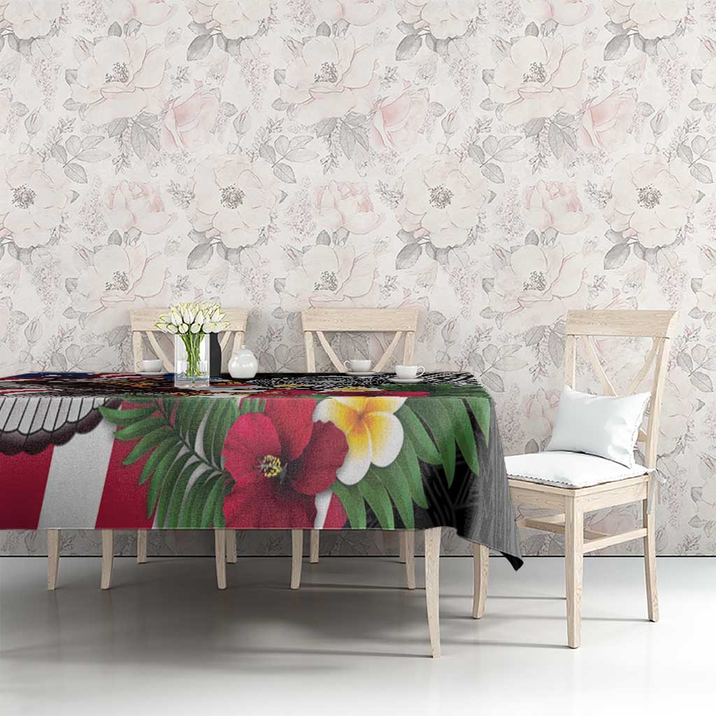 United States and American Samoa Tablecloth USA Flag Eagle With Seal Tropical Flowers LT14 - Polynesian Pride
