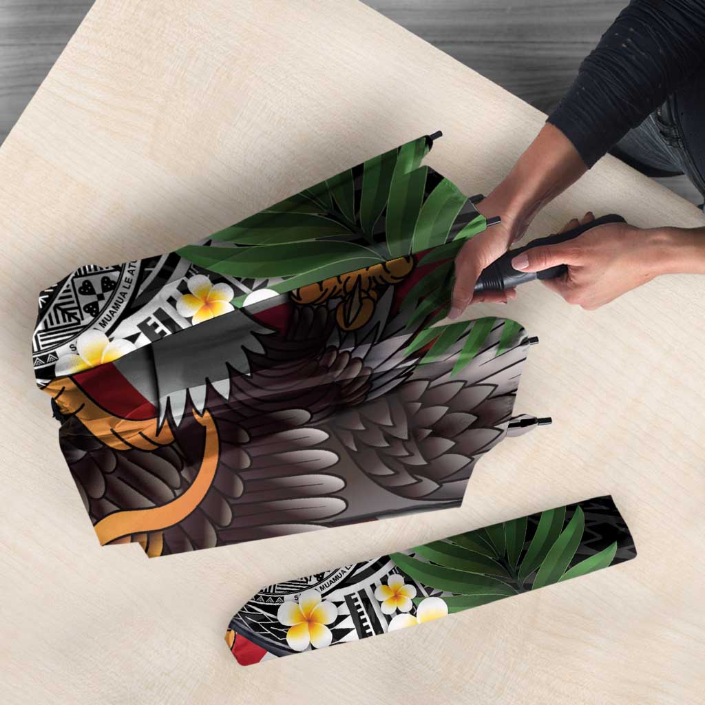 United States and American Samoa Umbrella USA Flag Eagle With Seal Tropical Flowers LT14 - Polynesian Pride
