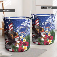 United States and Northern Mariana Islands Laundry Basket USA Flag Eagle CNMI Latte Stone Tropical Flowers