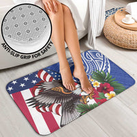 United States and Northern Mariana Islands Bathroom Set USA Flag Eagle CNMI Latte Stone Tropical Flowers LT14 - Polynesian Pride