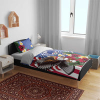 United States and Northern Mariana Islands Bedding Set USA Flag Eagle CNMI Latte Stone Tropical Flowers
