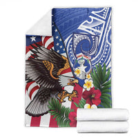 United States and Northern Mariana Islands Blanket USA Flag Eagle CNMI Latte Stone Tropical Flowers LT14 - Polynesian Pride