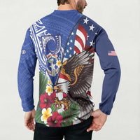 United States and Northern Mariana Islands Button Sweatshirt USA Flag Eagle CNMI Latte Stone Tropical Flowers LT14 - Polynesian Pride
