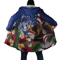 United States and Northern Mariana Islands Cloak USA Flag Eagle CNMI Latte Stone Tropical Flowers LT14 - Polynesian Pride