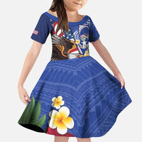 United States and Northern Mariana Islands Family Matching Puletasi and Hawaiian Shirt USA Flag Eagle CNMI Latte Stone Tropical Flowers
