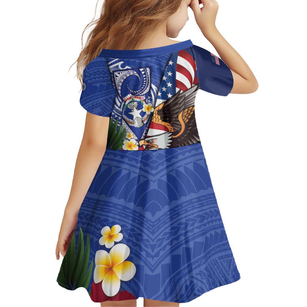 United States and Northern Mariana Islands Family Matching Tank Maxi Dress and Hawaiian Shirt USA Flag Eagle CNMI Latte Stone Tropical Flowers