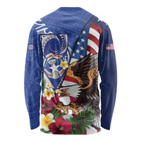 United States and Northern Mariana Islands Long Sleeve Shirt USA Flag Eagle CNMI Latte Stone Tropical Flowers