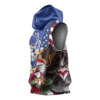 United States and Northern Mariana Islands Sleeveless Hoodie USA Flag Eagle CNMI Latte Stone Tropical Flowers