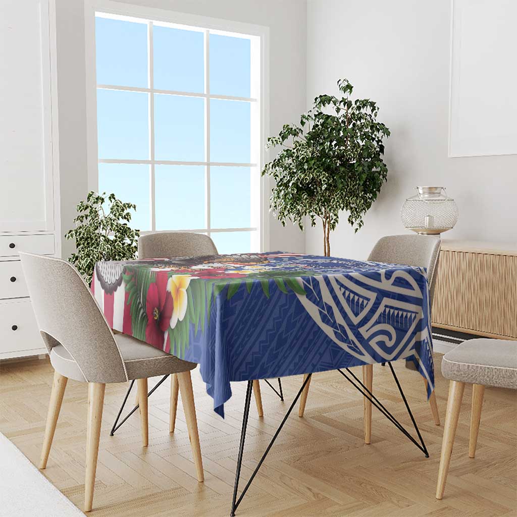 United States and Northern Mariana Islands Tablecloth USA Flag Eagle CNMI Latte Stone Tropical Flowers