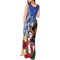 United States and Northern Mariana Islands Tank Maxi Dress USA Flag Eagle CNMI Latte Stone Tropical Flowers