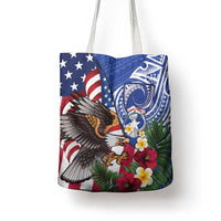 United States and Northern Mariana Islands Tote Bag USA Flag Eagle CNMI Latte Stone Tropical Flowers