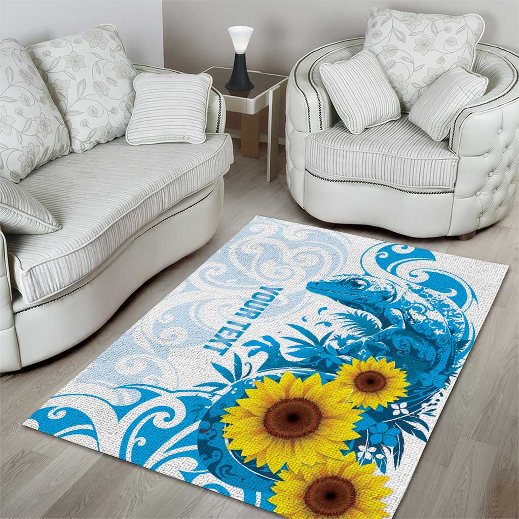 New Zealand Autism Awareness Month Area Rug Takiwatanga Maori Lizard With Sunflower