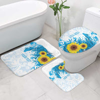 New Zealand Autism Awareness Month Bathroom Set Takiwatanga Maori Lizard With Sunflower - Polynesian Pride