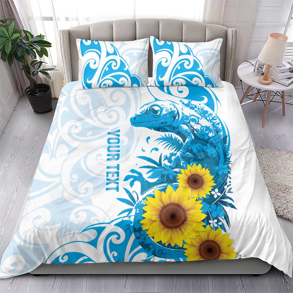 New Zealand Autism Awareness Month Bedding Set Takiwatanga Maori Lizard With Sunflower