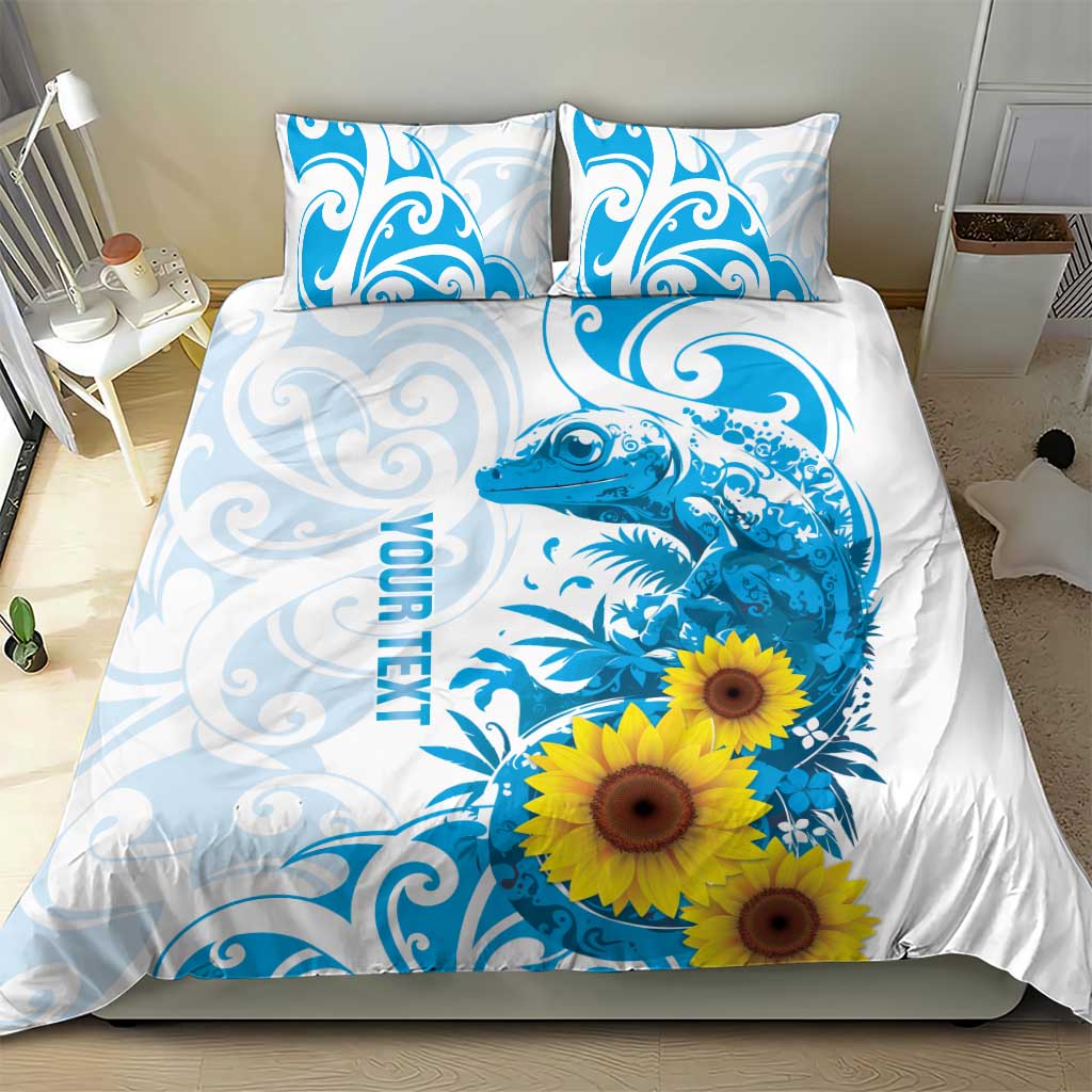 New Zealand Autism Awareness Month Bedding Set Takiwatanga Maori Lizard With Sunflower