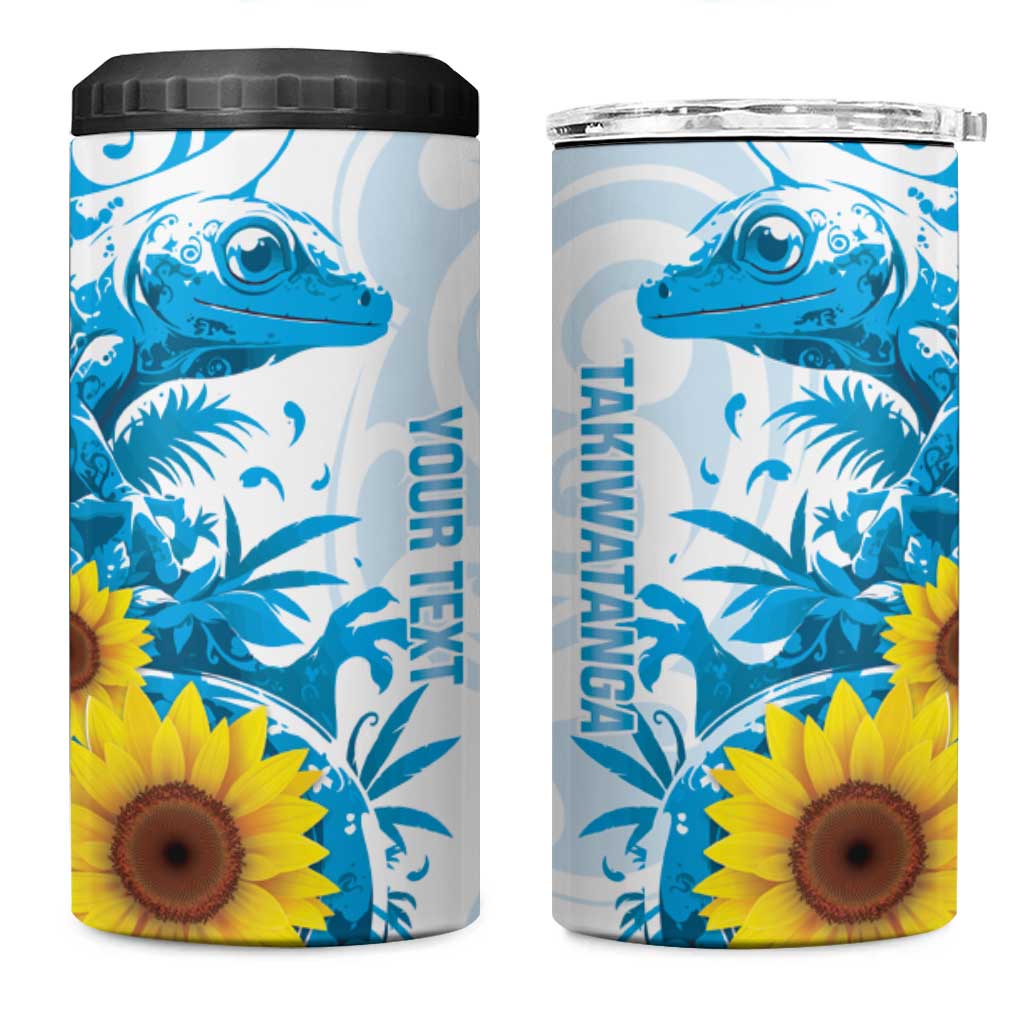 New Zealand Autism Awareness Month 4 in 1 Can Cooler Tumbler Takiwatanga Maori Lizard With Sunflower