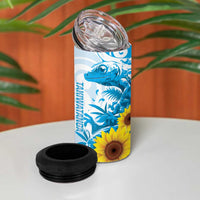 New Zealand Autism Awareness Month 4 in 1 Can Cooler Tumbler Takiwatanga Maori Lizard With Sunflower