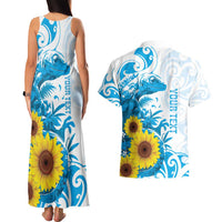 New Zealand Autism Awareness Month Couples Matching Tank Maxi Dress and Hawaiian Shirt Takiwatanga Maori Lizard With Sunflower