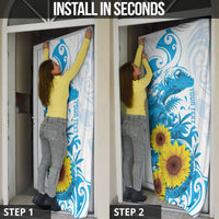 New Zealand Autism Awareness Month Door Cover Takiwatanga Maori Lizard With Sunflower - Polynesian Pride