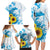 New Zealand Autism Awareness Month Family Matching Long Sleeve Bodycon Dress and Hawaiian Shirt Takiwatanga Maori Lizard With Sunflower