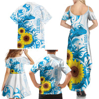 New Zealand Autism Awareness Month Family Matching Summer Maxi Dress and Hawaiian Shirt Takiwatanga Maori Lizard With Sunflower