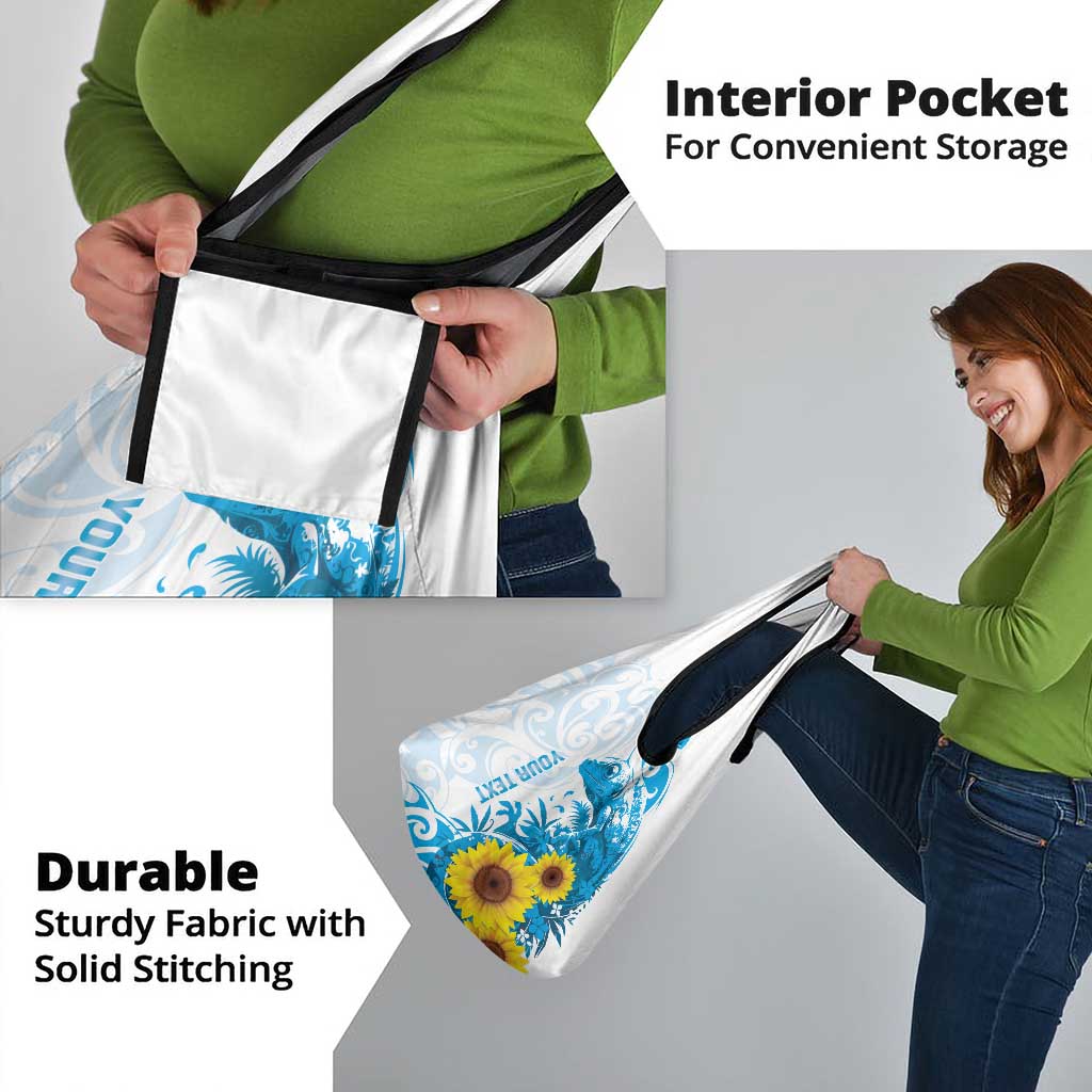 New Zealand Autism Awareness Month Grocery Bag Takiwatanga Maori Lizard With Sunflower