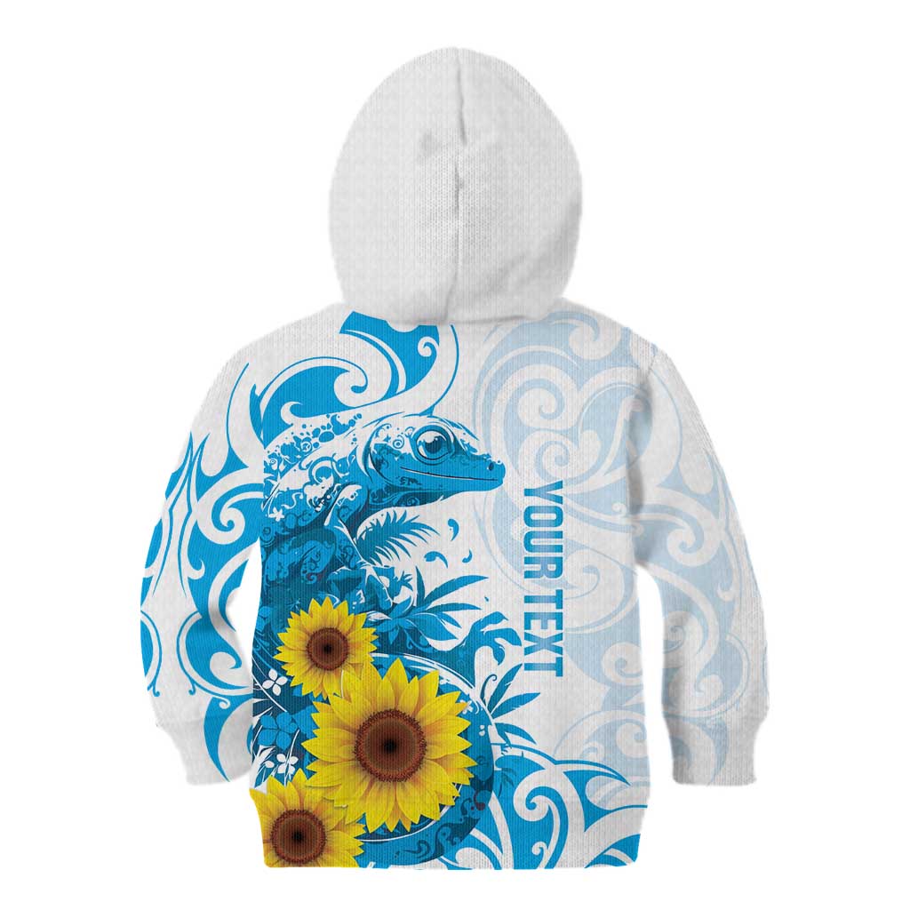 New Zealand Autism Awareness Month Kid Hoodie Takiwatanga Maori Lizard With Sunflower