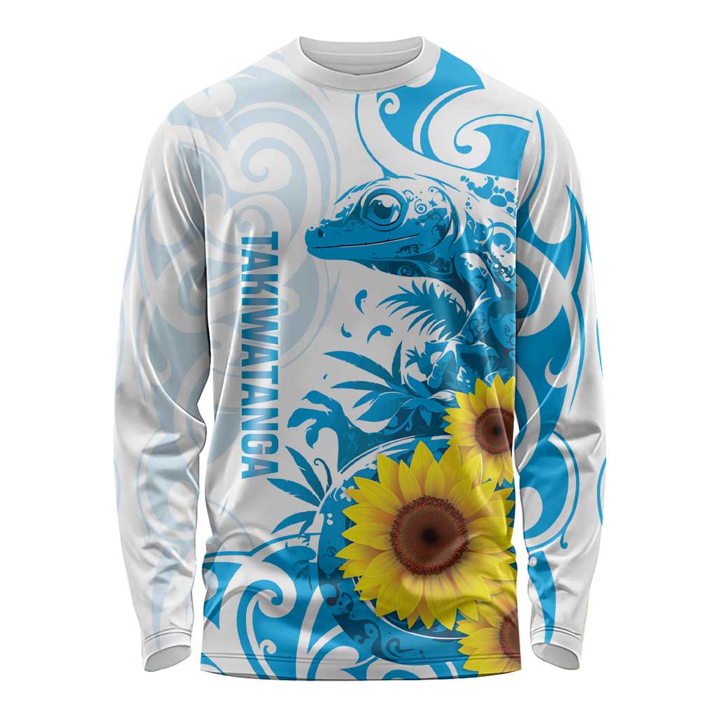 New Zealand Autism Awareness Month Long Sleeve Shirt Takiwatanga Maori Lizard With Sunflower