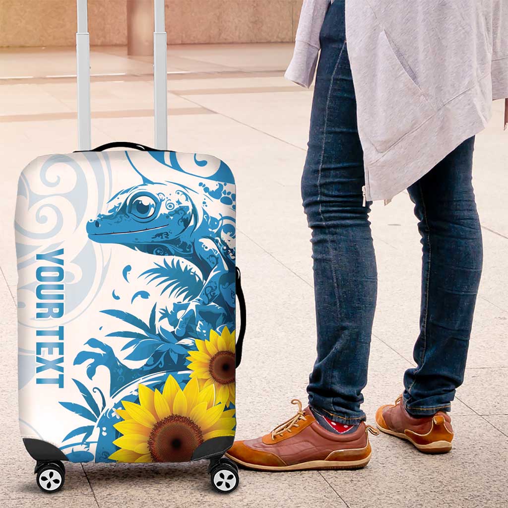 New Zealand Autism Awareness Month Luggage Cover Takiwatanga Maori Lizard With Sunflower