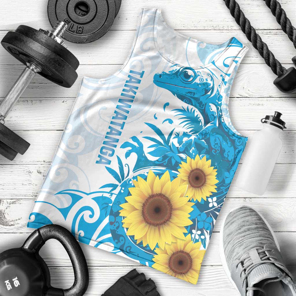 New Zealand Autism Awareness Month Men Tank Top Takiwatanga Maori Lizard With Sunflower