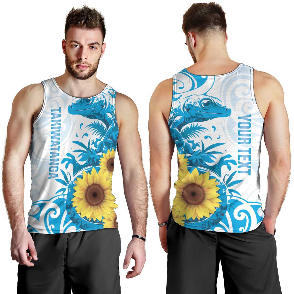 New Zealand Autism Awareness Month Men Tank Top Takiwatanga Maori Lizard With Sunflower