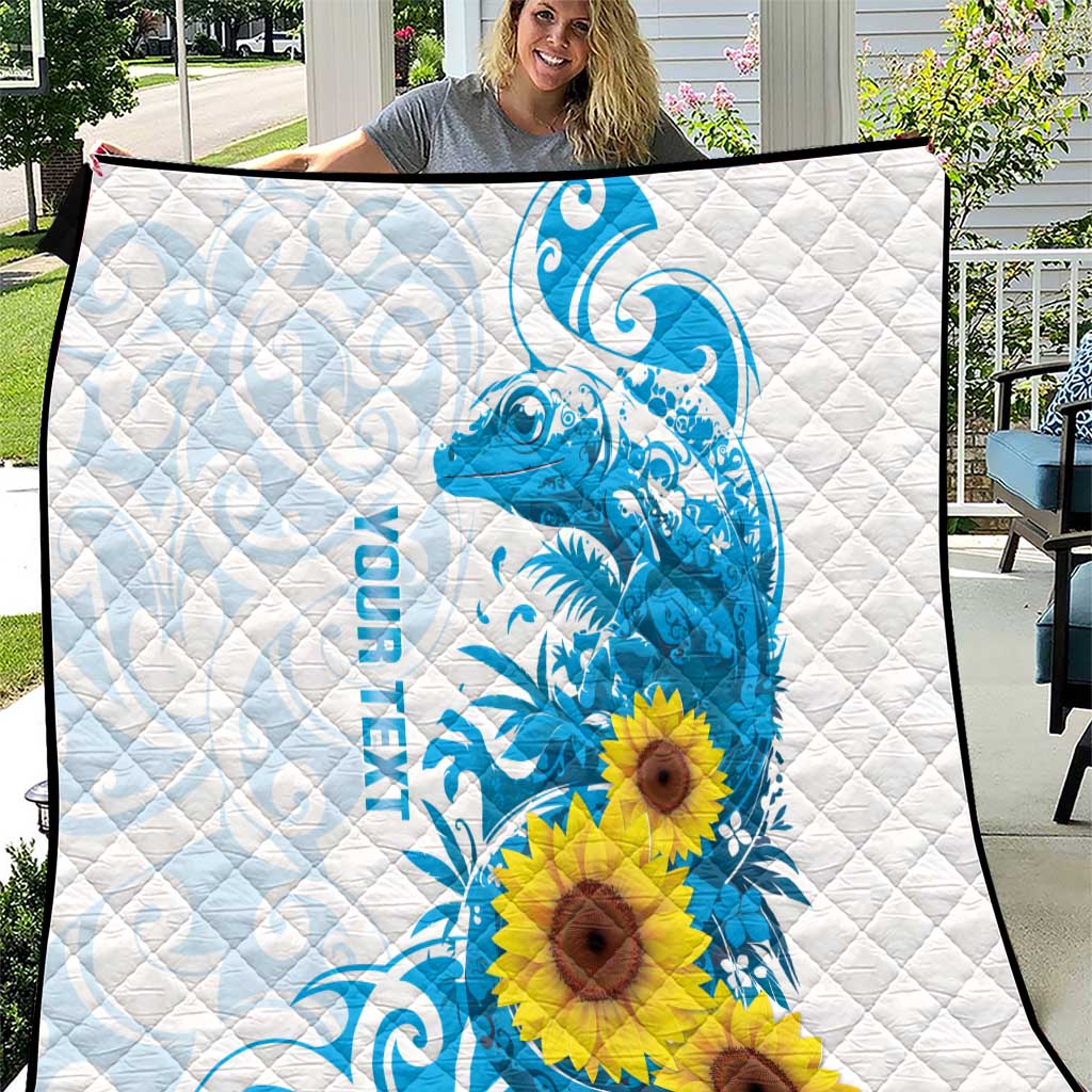 New Zealand Autism Awareness Month Quilt Takiwatanga Maori Lizard With Sunflower