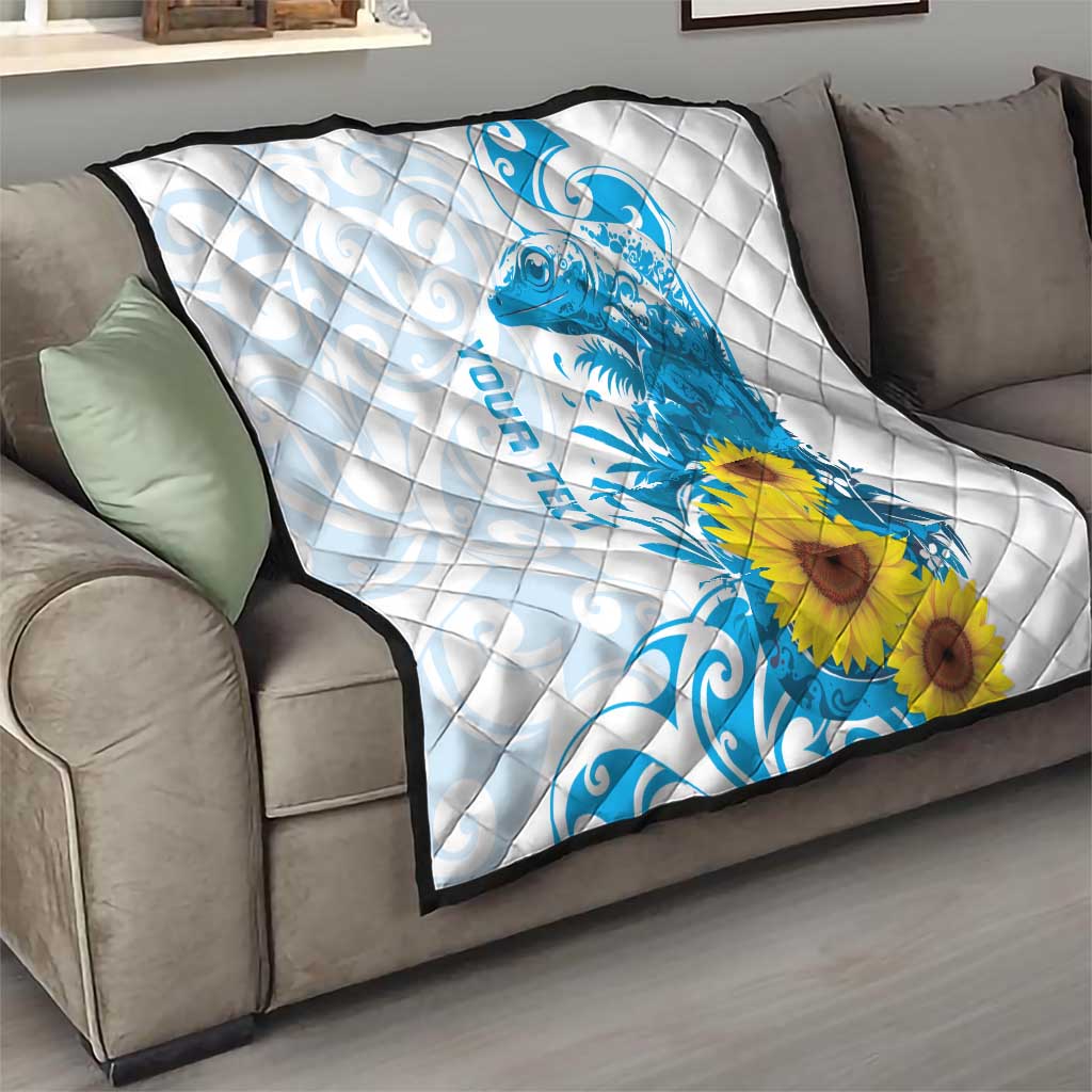 New Zealand Autism Awareness Month Quilt Takiwatanga Maori Lizard With Sunflower