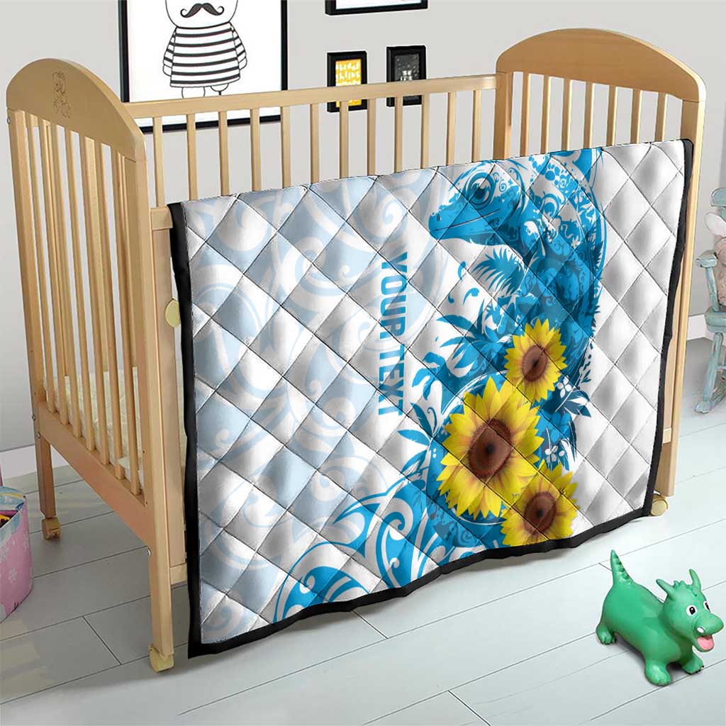 New Zealand Autism Awareness Month Quilt Takiwatanga Maori Lizard With Sunflower