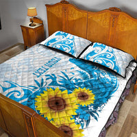 New Zealand Autism Awareness Month Quilt Bed Set Takiwatanga Maori Lizard With Sunflower