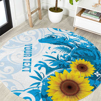 New Zealand Autism Awareness Month Round Carpet Takiwatanga Maori Lizard With Sunflower