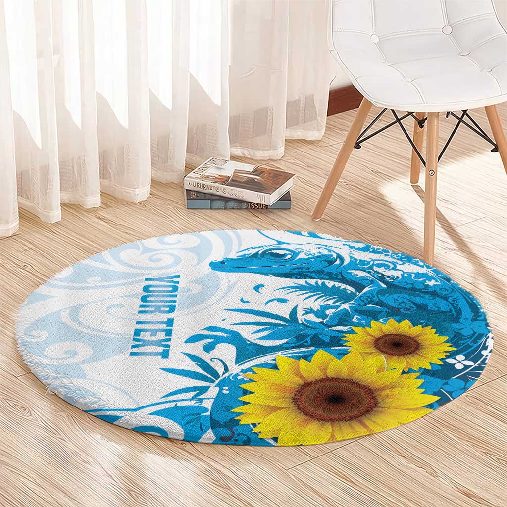 New Zealand Autism Awareness Month Round Carpet Takiwatanga Maori Lizard With Sunflower