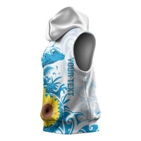 New Zealand Autism Awareness Month Sleeveless Hoodie Takiwatanga Maori Lizard With Sunflower - Polynesian Pride