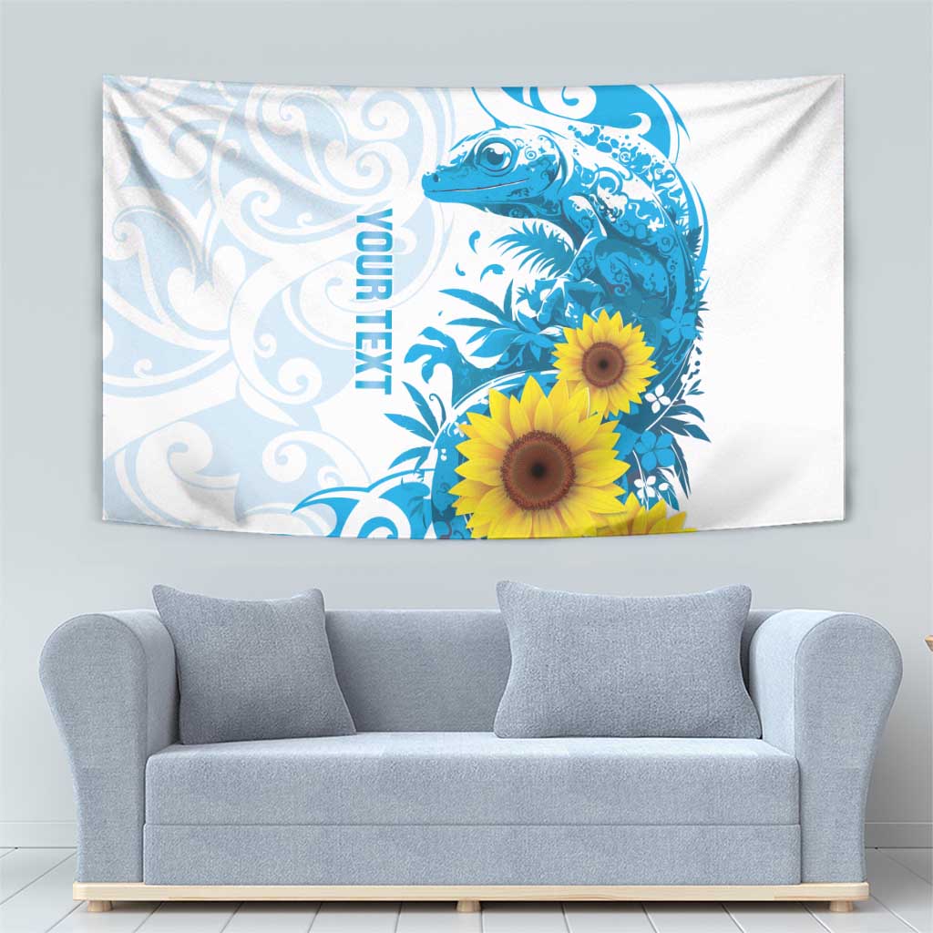 New Zealand Autism Awareness Month Tapestry Takiwatanga Maori Lizard With Sunflower