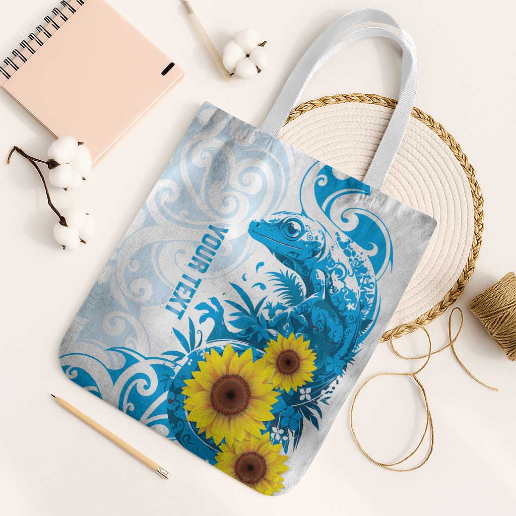 New Zealand Autism Awareness Month Tote Bag Takiwatanga Maori Lizard With Sunflower - Polynesian Pride