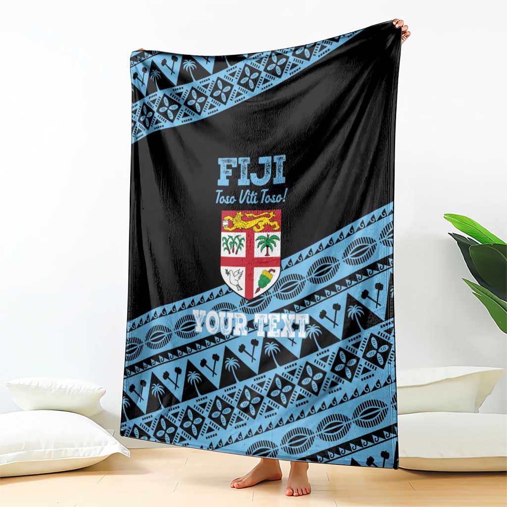 Fiji Rugby 2025 Custom Blanket Fijian Tapa Toso Viti Toso - Black