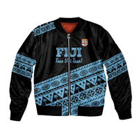 Fiji Rugby 2025 Custom Bomber Jacket Fijian Tapa Toso Viti Toso - Black