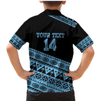 Fiji Rugby 2025 Custom Family Matching Mermaid Dress and Hawaiian Shirt Fijian Tapa Toso Viti Toso - Black