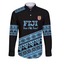 Fiji Rugby 2025 Custom Family Matching Mermaid Dress and Hawaiian Shirt Fijian Tapa Toso Viti Toso - Black